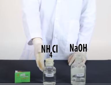 Thí nghiệm dung dịch ammonium chloride tác dụng với dung dịch sodium hydroxide